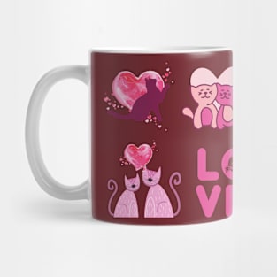 Pink Cat love Pack Stickers Mug